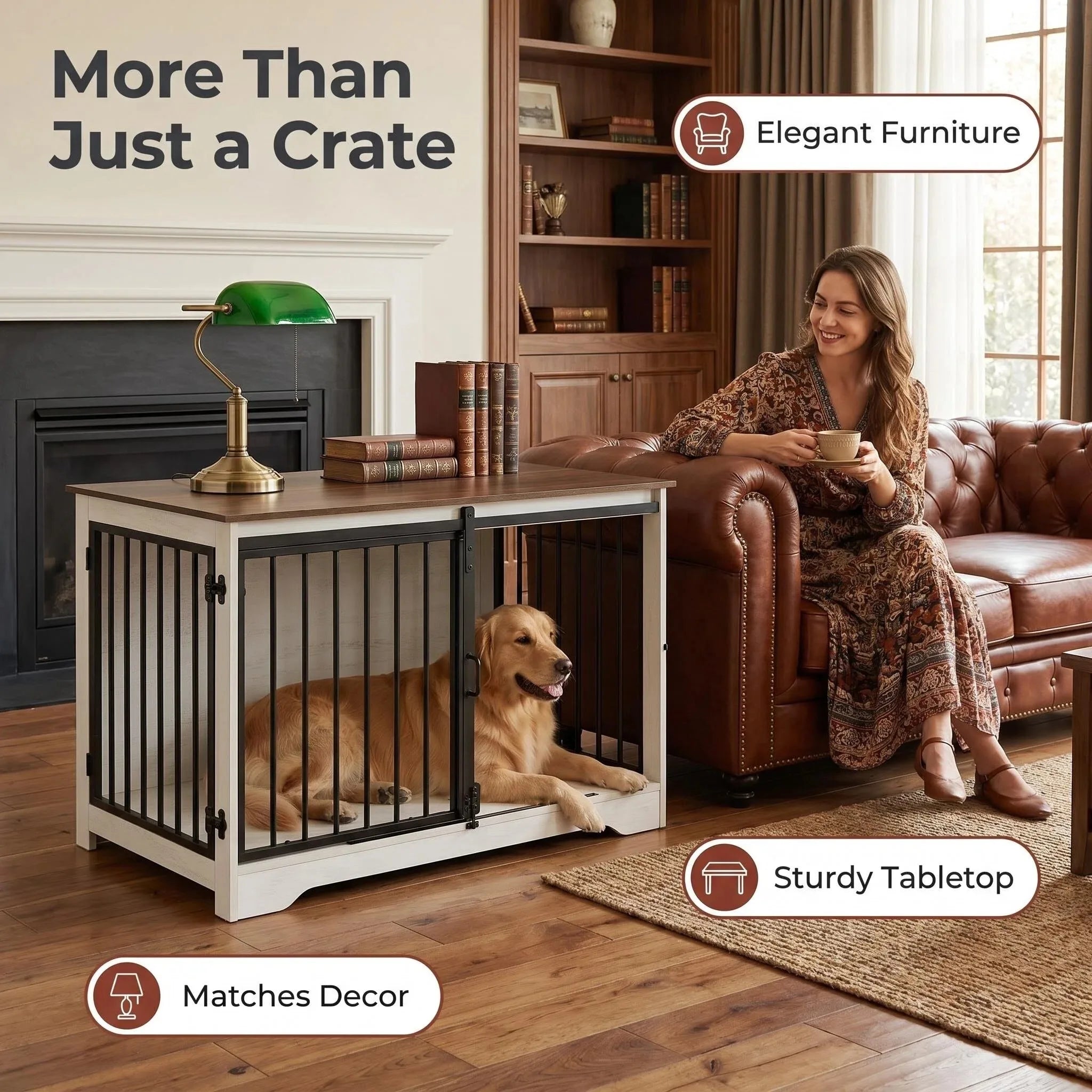Cage bois design chien portes coulissantes – Décoration maison