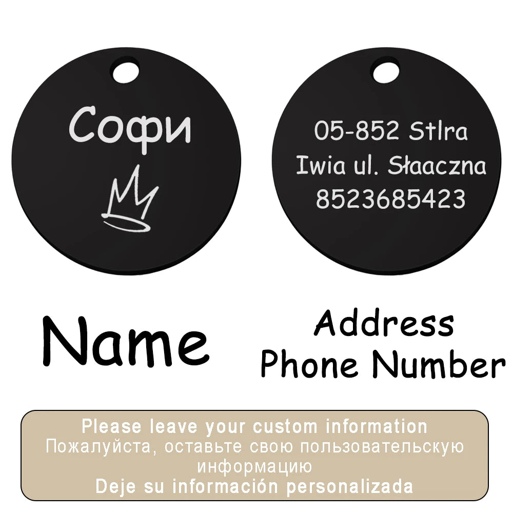 Collier personnalisé chien chat avec médaille gravée – Réglable