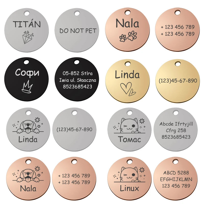Collier personnalisé chien chat avec médaille gravée – Réglable