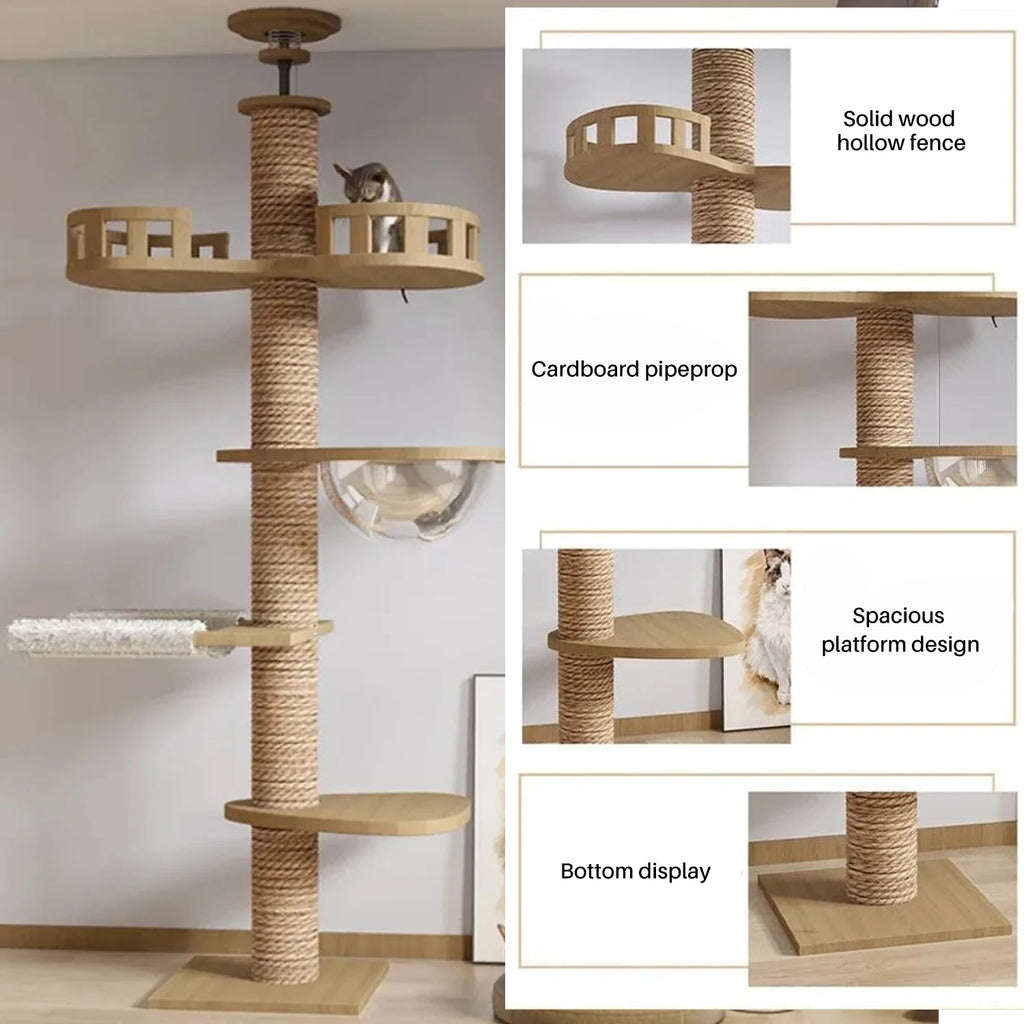 Arbre à chat multi-niveaux hamac rotatif – Griffoir, jeu