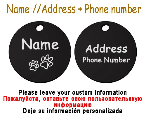 Collier personnalisé chien chat avec médaille gravée – Réglable