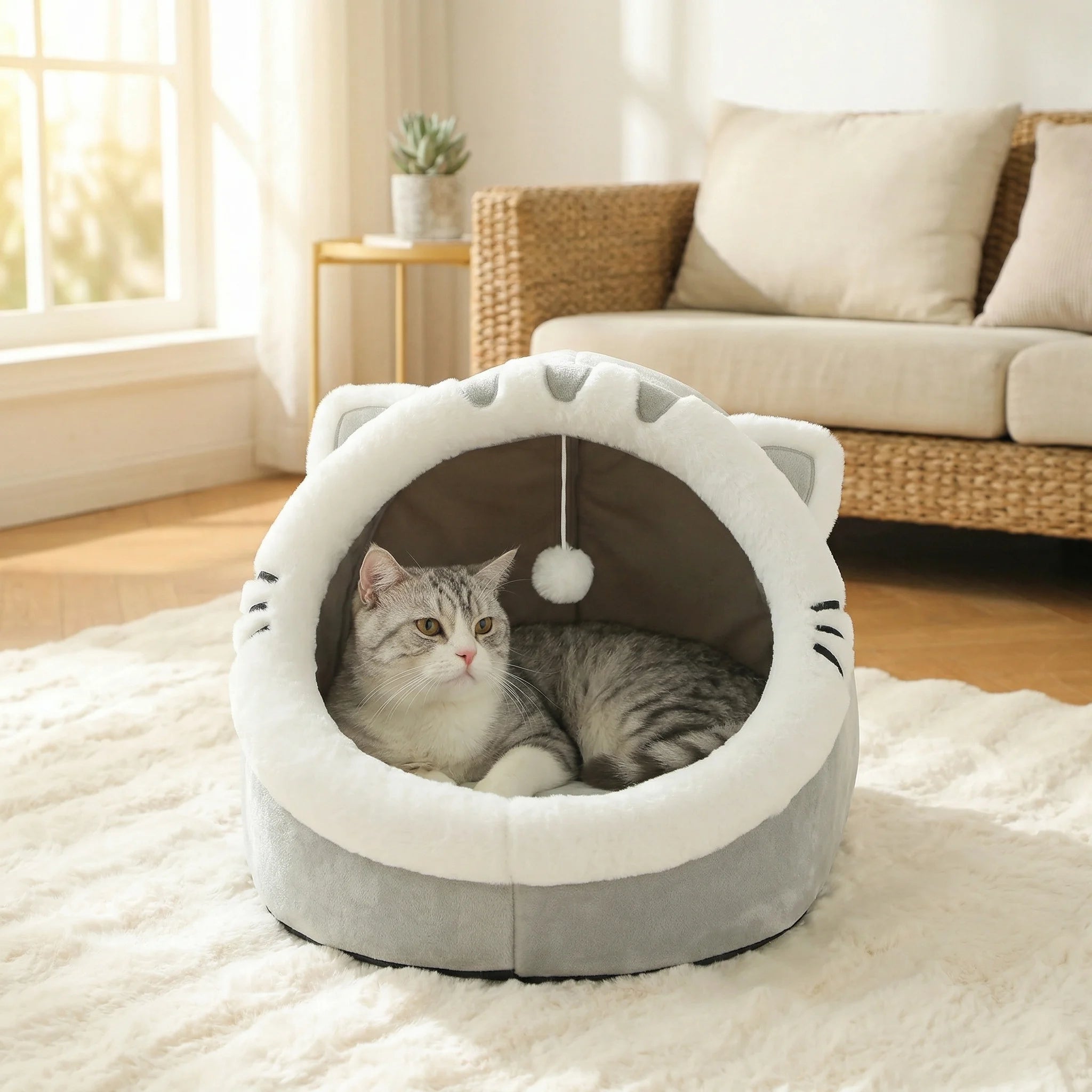 Maison douillette chat – Coussin moelleux, design cosy