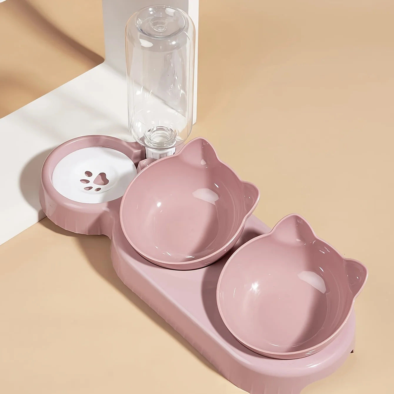 Gamelle chat inclinée 3-en-1 distributeur d’eau intégré