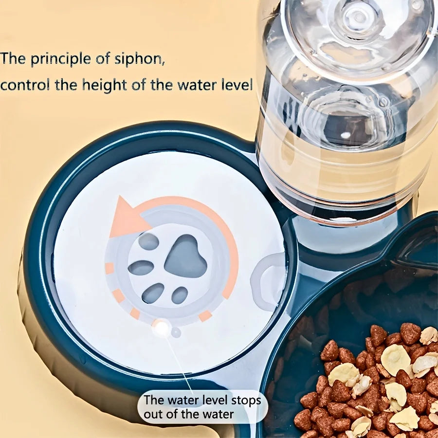 Gamelle chat inclinée 3-en-1 distributeur d’eau intégré
