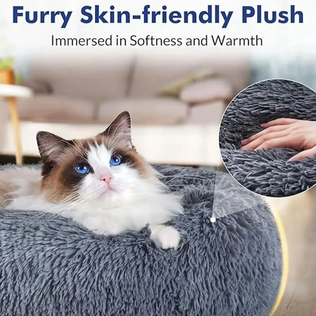 Lit rond ultra-doux grand chien chat – Lavable, antidérapant