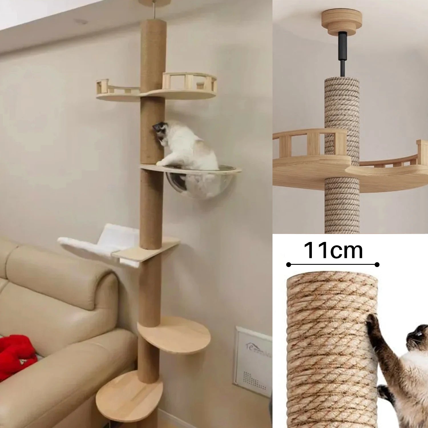 Arbre à chat multi-niveaux hamac rotatif – Griffoir, jeu