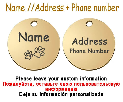 Collier personnalisé chien chat avec médaille gravée – Réglable