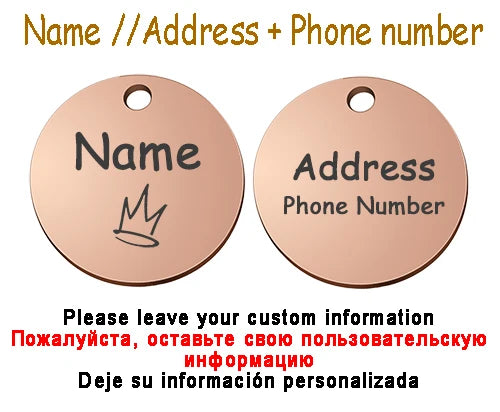 Collier personnalisé chien chat avec médaille gravée – Réglable