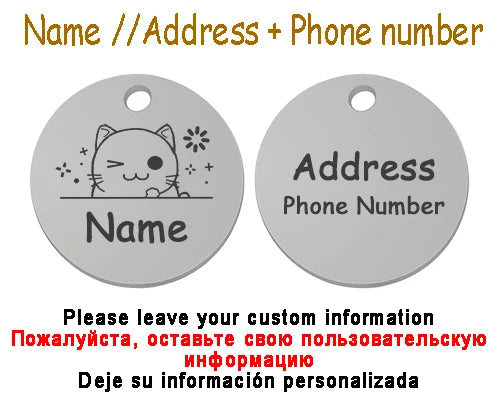 Collier personnalisé chien chat avec médaille gravée – Réglable
