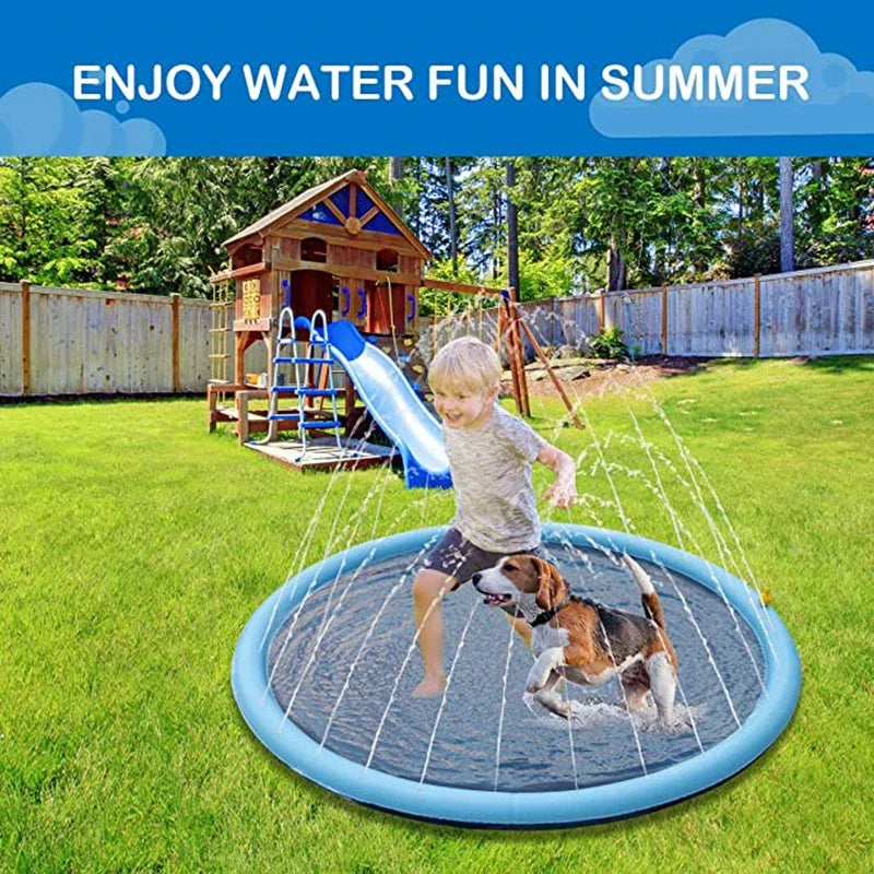 Piscine gonflable chien avec jet d’eau – Été, PVC résistant