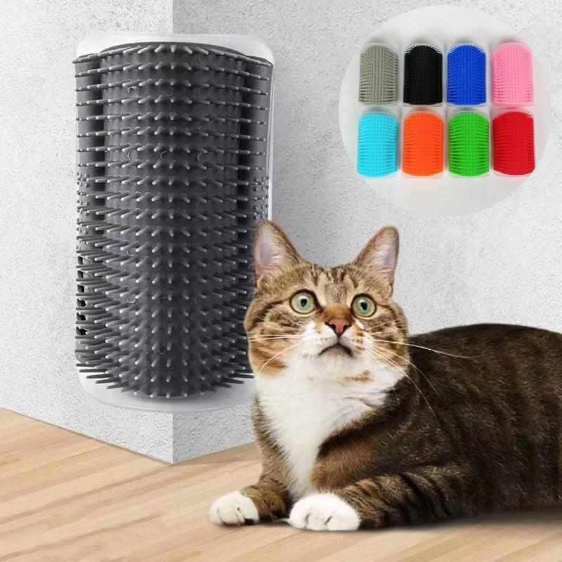 Brosse murale chat massage anti-poils – Silicone, fixation adhésive