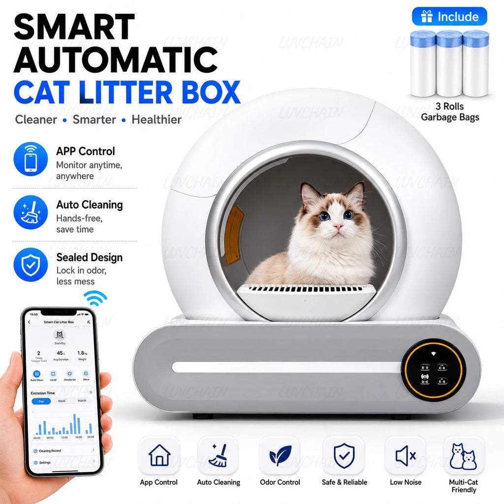Bac litière électrique autonettoyant 65L Wi-Fi – App mobile