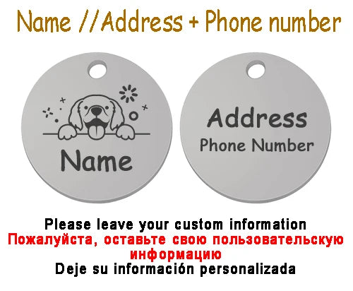 Collier personnalisé chien chat avec médaille gravée – Réglable