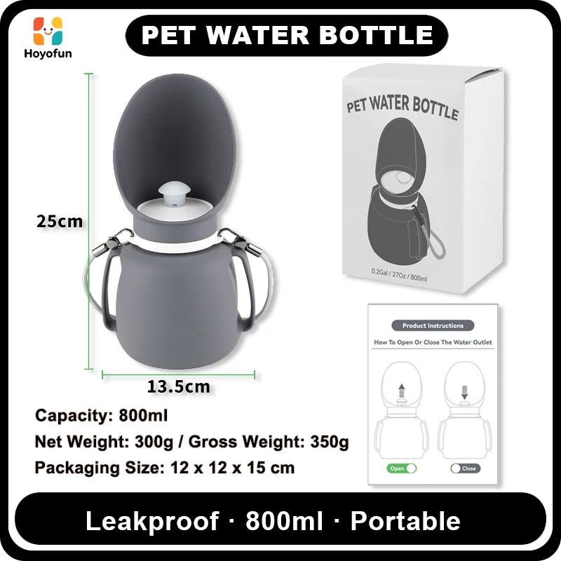 Bouteille eau portable chien 800ml – Distributeur intégré, sans BPA