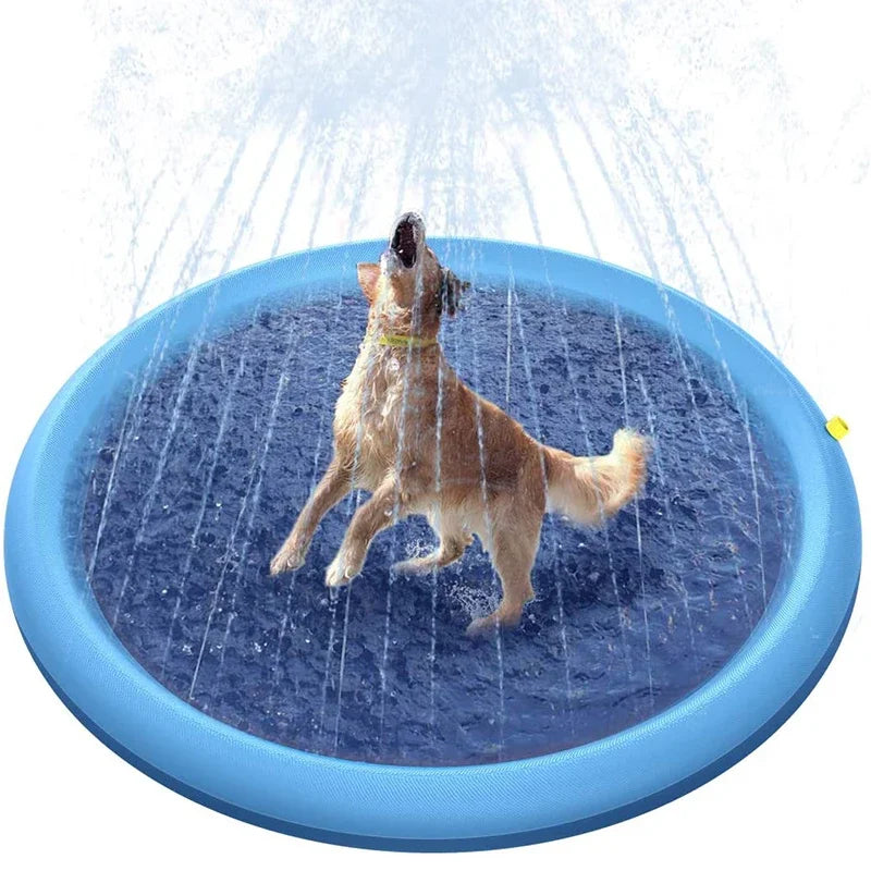 Piscine gonflable chien avec jet d’eau – Été, PVC résistant