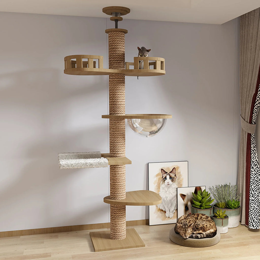 Arbre à chat multi-niveaux hamac rotatif – Griffoir, jeu