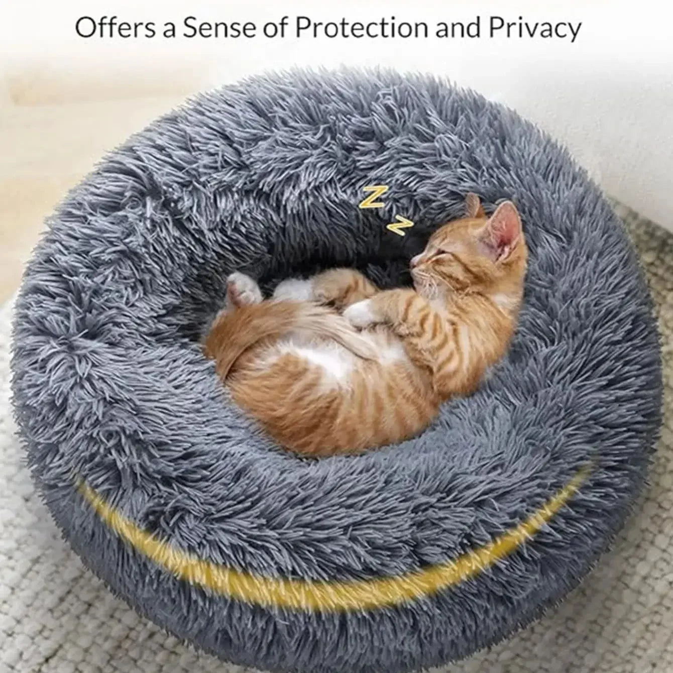Lit rond ultra-doux grand chien chat – Lavable, antidérapant