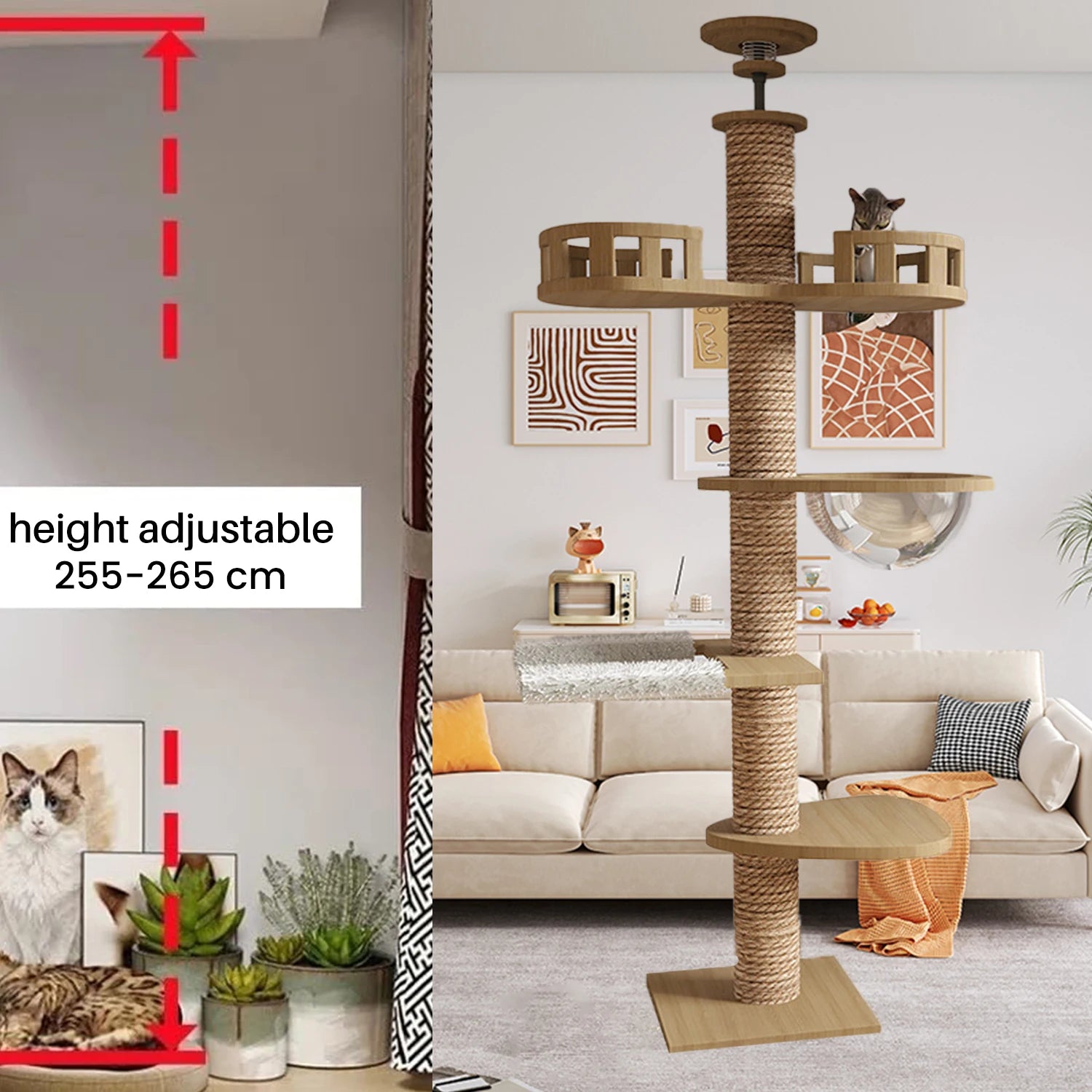 Arbre à chat multi-niveaux hamac rotatif – Griffoir, jeu